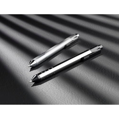 TUL® Fine Writing Solid Metal Barrel Ballpoint Pen With 2 Refills, Medium Point, 1.0 mm, Silver Barrel, Assorted Ink Colors