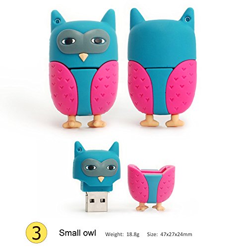 Flash Drive 5x16GB Thumb Drive Animals USB Flash Drive with Chain Bee Fox Owls Penguin Pen Drive Gift for School Kids and Students Valentine's Day Gift (Pack of 5 Animals) - color: 5xAnimals, size: 16GB