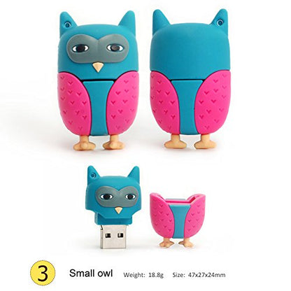 Flash Drive 5x16GB Thumb Drive Animals USB Flash Drive with Chain Bee Fox Owls Penguin Pen Drive Gift for School Kids and Students Valentine's Day Gift (Pack of 5 Animals) - color: 5xAnimals, size: 16GB