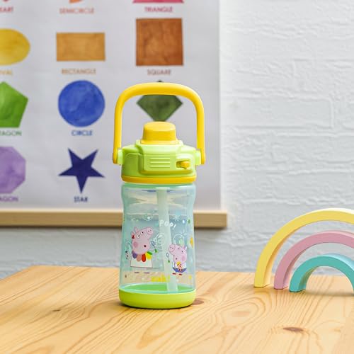 Zak Designs Peppa Pig Beacon Kid Water Bottle for Travel or At Home, 12oz Plastic is Durable and Leak-Proof with Liquid Lock Spout, Cover, Carry Handle, Protective Base (Peppa, George) - color: Peppa Pig