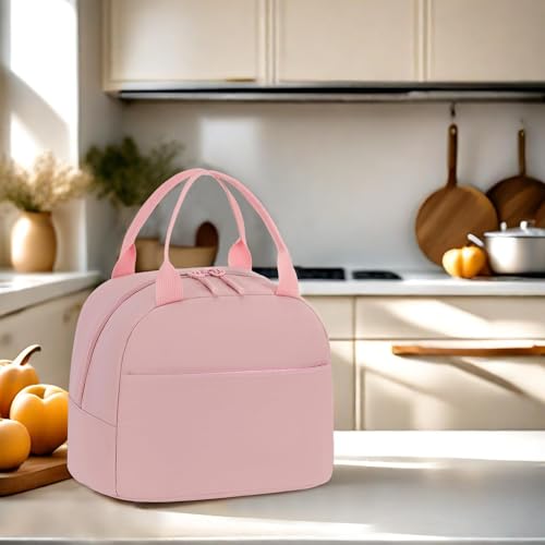 LEDAOU Kids Lunch Bag for Girls, Insulated School Lunch Box, Lightweight | Insulated interior, lightweight design, front pocket, smooth dual zippers, ideal for school and travel - color: Pink