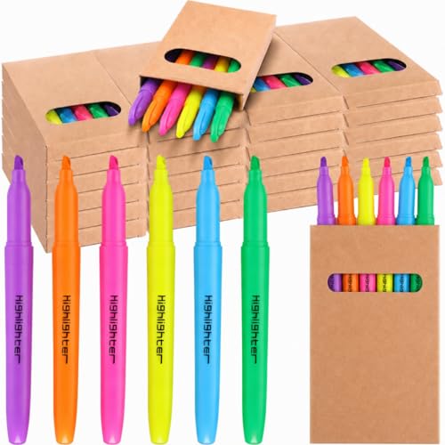 180 Pcs Bulk Highlighters with 30 Boxes Mini No Bleed Skinny Bible Highlighter Assorted Colors Fluorescent Pen Chisel Tip Fast Dry for Students Prizes Church Gifts Back to School Supplies, 6 Colors - color: Colorful