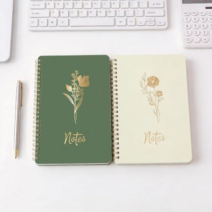 Prelady Bible Journal for Women with Storage Pocket, 2 Pack A5 College Ruled Spiral Notebook for Back to School Teen Girls - color: Beige/Sage