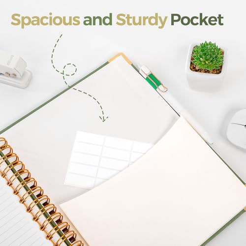 SKYDUE 5 Subject Notebook with Dividers and Tabs, 8" x 10" College Ruled Notebook for Work, 300 Pages Spiral Journal for Women, Green - color: Green