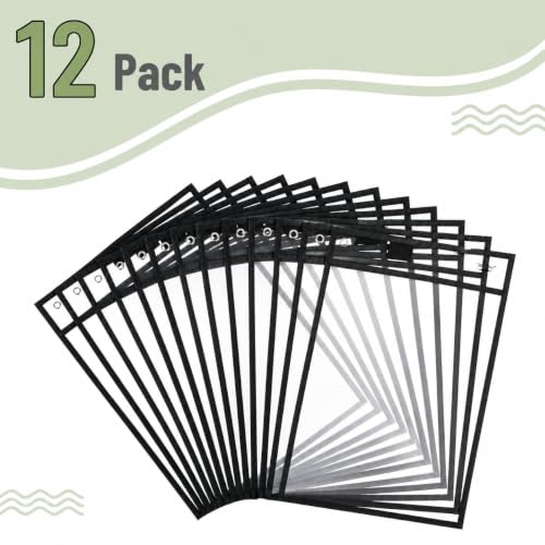 Mr. Pen- Large Reusable Dry Erase Pockets, 10.2" x 14", 12 Pack, Black | Clear Plastic Sheet Protectors, Teacher, School, Classroom Supplies - color: Black, size: 12 Pack