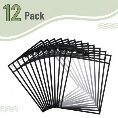 Mr. Pen- Large Reusable Dry Erase Pockets, 10.2" x 14", 12 Pack, Black | Clear Plastic Sheet Protectors, Teacher, School, Classroom Supplies - color: Black, size: 12 Pack