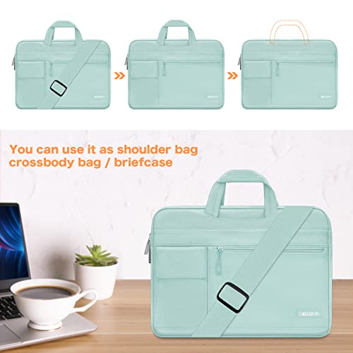 MOSISO Laptop Shoulder Bag Polyester Flapover Briefcase Sleeve Case | Compatible with MacBook Air/Pro,13-13.3 inch Notebook,Compatible with MacBook Pro 14 inch M5 M4 M3 M2 M1 2026, Mint Green - color: Mint Green, size: 13.3 inch