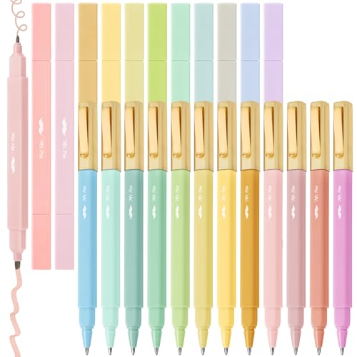 Mr. Pen- Dual Tip Aesthetic Highlighters and Ballpoint Pens No Bleed | 24 Pack, Assorted Colors, Bible Highlighters and Pens No Bleed, Fast Dry & No Smear for Bible Journaling, Planner