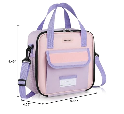 REDSHELL Lunch Box Kids, Large Insulated Lunch Bag for Girls, Purple | Tactical Style, Cooler Lunchbag, Square Toddler Lunchbox, School & Daycare, Lunch Tote, Water Bottle Holder, Adjustable Strap - color: Purple