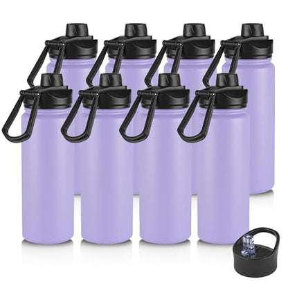 VEGOND 24oz Insulated Water Bottle with Straw Lid, Stainless Steel Metal Water Bottle with Straw & Wide Mouth Lid, Double Wall Vacuum Water Bottle for Hiking Camping, Lavender 8 Pack - color: Lavender, size: 24oz-8 Pack