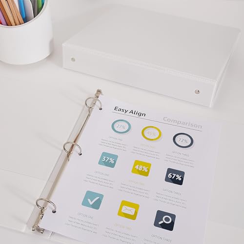 Comix Sturdy 3 Ring Binder 1 inch with Clear View Cover, 1" Round Ring View Binder, PVC-Free, 2.4mm-Thick, 200 Sheets Capacity of US Letter Size Paper, Office ＆ School Supplies, Pack of 12 (White) - color: White, size: 1 Inch, style: 12 Pack