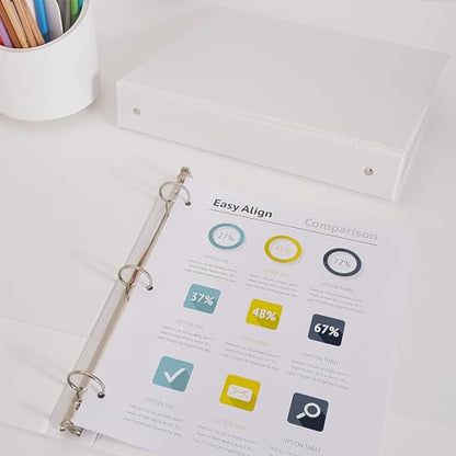 COMIX Sturdy 3 Ring Binder 1 inch with Clear View Cover, 1" Round Ring View Binder, PVC-Free, 2.4mm-Thick, 200 Sheets Capacity of US Letter Size Paper, Office ＆ School Supplies, 8 Pack (White) - color: White, size: 1 Inch, style: 8 Pack