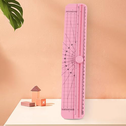 Semme Cutter Portable and Precise Sliding Trimmer for Scrapbooking Journals and Cards Lightweight and Versatile (Pink) - color: Pink