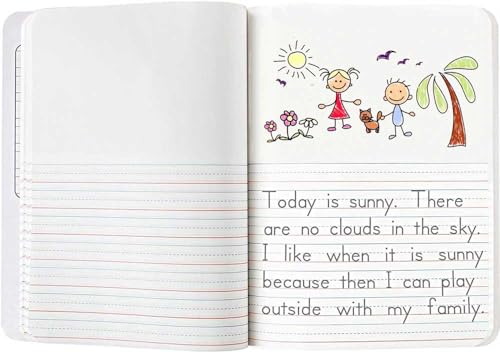 24 Pack Primary Journal Grades K-2 Half Page Ruled Composition Notebook I 200 Pages (100 Sheets) / Primary Writing Journal I Back to School Supplies I Primary Composition Notebook for Preschool Kids