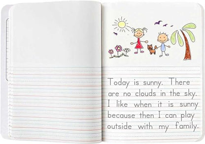24 Pack Primary Journal Grades K-2 Half Page Ruled Composition Notebook I 200 Pages (100 Sheets) / Primary Writing Journal I Back to School Supplies I Primary Composition Notebook for Preschool Kids