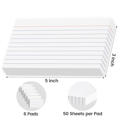 300 Count White Index Cards 3x5 Inch - 180gsm Heavyweight Flash Card (50 Sheets Each), Durable & Portable Note Taking for Students, Teachers, Study Flashcards for Office School Supplies - color: 300 Count