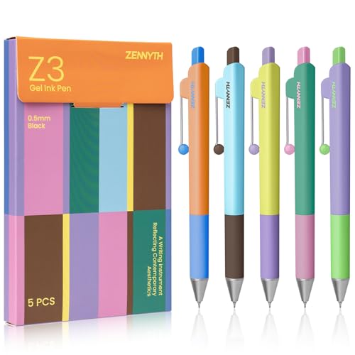 YOXMJDB Gel Pens, 5 Pcs 0.5mm Black Ink Fine Point Pens Quick-Drying Retractable Pens with Diamond-Shaped Barrel, Smooth Writing Pens for Journaling & Note Taking (5 Pcs Z3 Color-Block) - color: 5 Pcs Z3 Color-Block