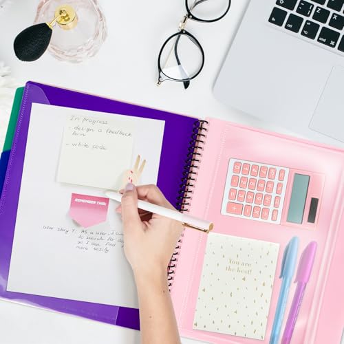 Binditek 12-Pocket Poly Project Organizer, 6 Dividers, Pink | Multi Pocket Folder, Heavyweight Poly Cover, Clear Front Pocket, 1/3-Cut Tabs, Fixed Zipper Pouch, Letter Size - color: Pink