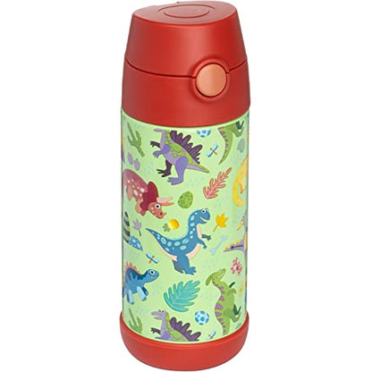 Snug Insulated Kids Water Bottle with Straw & Spout – Double-Wall Stainless Steel, Leakproof, Easy-Flip Lid – For School, Travel, Toddlers & Big Kids - Dinosaurs, 12oz - color: Dinosaurs, size: 11.8 Ounces