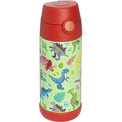 Snug Insulated Kids Water Bottle with Straw & Spout – Double-Wall Stainless Steel, Leakproof, Easy-Flip Lid – For School, Travel, Toddlers & Big Kids - Dinosaurs, 12oz - color: Dinosaurs, size: 11.8 Ounces
