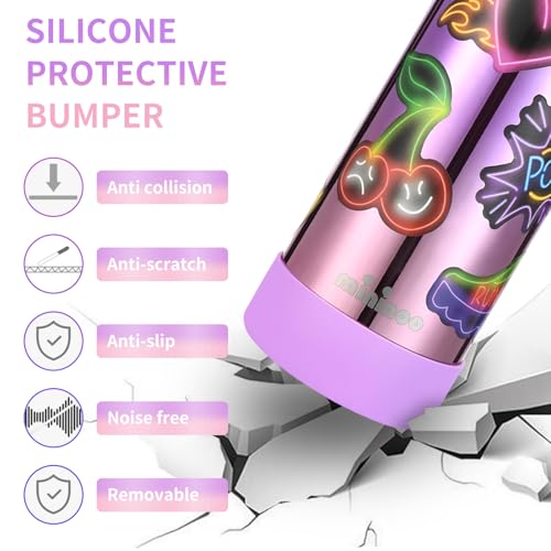 Mininoo Kids Water Bottle, Girls Water Bottles for School, 16oz Metal Water Bottle Kids with Straw Lid - color: 16oz Specular Purple/Pink, size: 16 Ounces