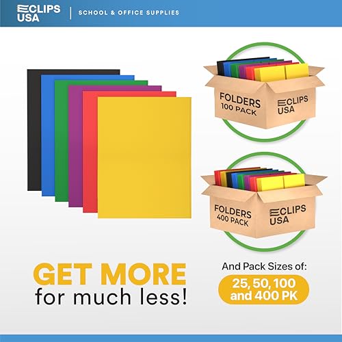 Folders with Pockets and Prongs (200 Pack) 2 Pocket Folders with 3 Prongs for School Paper Folders with Pockets - style: 200 Pack