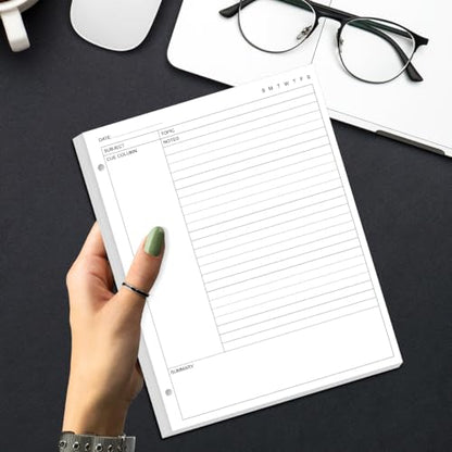 (3-Pack) A4 Cornell Notes Filler Paper - 3 Hole Cornell Notes Loose Leaf Paper, 150Sheets / 300Pages, 100gsm,White, 8.5'' x 11'' - size: 3-Pack, style: 3-Hole