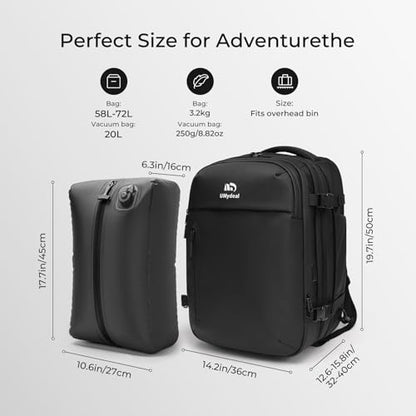 Rolling Backpack Travel, Expandable Suitcase with Lock,USB C Ports | with Vacuum pump,Anti-Theft,Waterproof,58-92L Compression Carry On Luggage,Roller Backpack with Hinomoto Wheels,YKK zippers - size: X Large