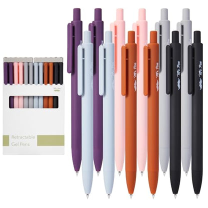 Mr. Pen- Retractable Gel Pens, 12 Pack, Black Ink, Earthly Neutrals Barrel | Fine Point 0.5mm, Fast Dry, Smooth Writing, Cute Pens for Drawing, Writing Planner and School Supplies - color: Earthly Neutrals Barrel, Black Ink, size: 12 Pack