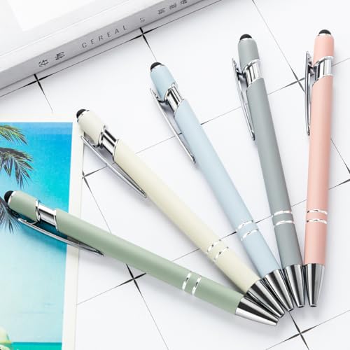 PASISIBICK 8 Pieces Ballpoint Pens, 2-in-1 Stylus Tip Retractable Ballpoint Pen, Metal Stylus Pen for Touch Screens, 1.0 mm Black Ink - color: 8 Pieces Ballpoint Pens-3