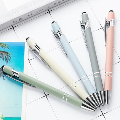 PASISIBICK 8 Pieces Ballpoint Pens, 2-in-1 Stylus Tip Retractable Ballpoint Pen, Metal Stylus Pen for Touch Screens, 1.0 mm Black Ink - color: 8 Pieces Ballpoint Pens-3