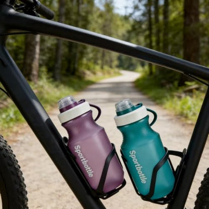 2 PCS Set Small Plastic Water Bottles, Sports Water Bottles with Leak-Proof Lid, Lightweight Reusable Water Bottles for Running,Gym, School, Travel, BPA Free,Leak Proof (Purple(13oz+20oz) - color: Purple(13oz+20oz）