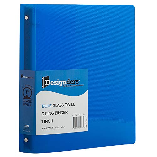 JAM PAPER Plastic 1 inch Binder - Blue 3 Ring Binder - Sold Individually - color: Blue, size: 1 inch