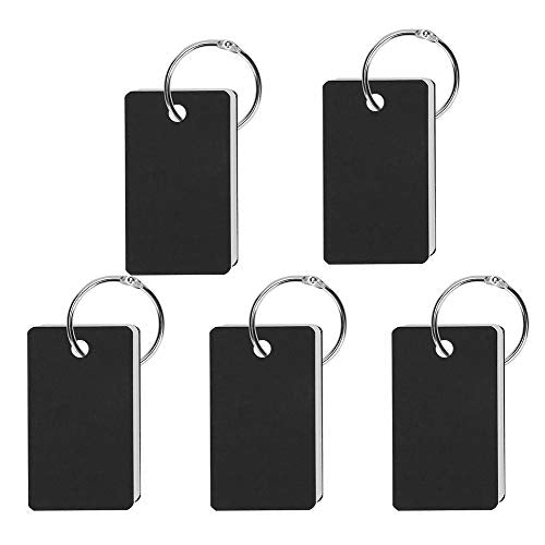 Mini Blank Flash Cards with Binder Rings Kraft Paper Blank Index Cards 4x6 with Punched Holes Easy Flip Flash Card White Study Note Cards Unruled Memo Scratch Pads Small DIY Greeting Cards 5 Pack - color: Black