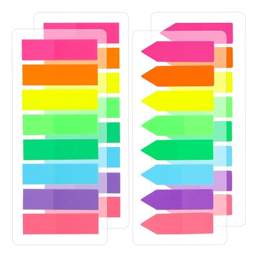Mr. Pen- Page Markers Sticky Tabs, 800 pcs | Colored Translucent Arrow Flags for Page Marking, Fluorescent Index Tab Stickers for Notebooks, Small Sticky Notes Flags