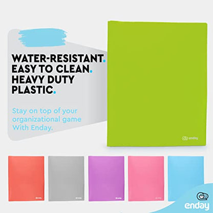 Plastic Folders with Pockets and Prongs Green - Two Pocket Folder with Brads - 3 Prong Folders with Pockets for Letter Size Sheets, Also Available in Blue, Purple, Red, Pink, and Grey, 1 Pc –by Enday - color: Green, size: 1