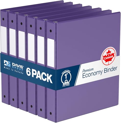 Premium Economy 6-Pack 3-Ring Binders for School or Office, Round-Ring Binders, 1 Inch, Purple - color: Purple, size: 1 Inch