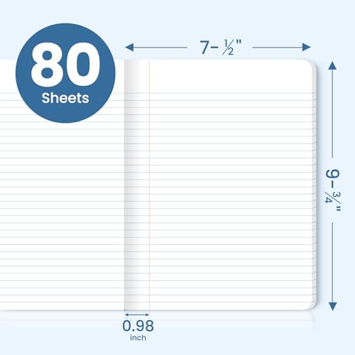 Taja Composition Notebooks College Ruled, 12 Pack Aesthetic Composition Notebooks, 160 Pages (80 Sheets), 9-3/4" x 7-1/2", Pastel Colors, Perfect for School, Office and Note Taking - size: 12-pack