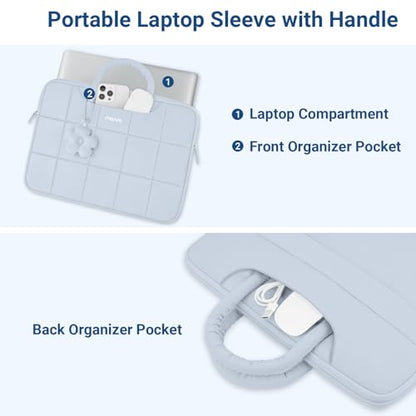MOSISO Laptop Case 13.3 inch,13-13.3 inch Puffy Laptop Sleeve Compatible with MacBook Neo 13/Air 13 13.6/Pro/Pro 14,HP Dell ASUS Lenovo,Rectangle Quilted Bag with Handle&Flower Pendant, Baby Blue - color: Baby Blue, size: 13.3 inch