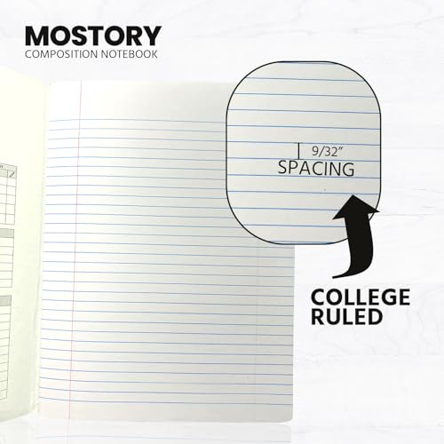 MOSTORY Pack of 5 Composition Notebook - College Ruled 200 Pages (100 Sheets), Size 7.5" x 9.75", Bulk School Supplies, Office, Bulk Notebooks for School, Writing Journal Notebook with Lined Paper - size: 5 Pack