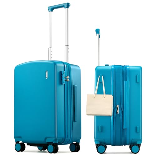 Hanke 20 Inch Expandable Carry On Luggage, 22x14x9 Airline Approved, TSA Lock Hard Shell Lightweight Suitcase for Men Women (Caribbean Blue) - color: Caribbean Blue, size: 20 Inch EXT