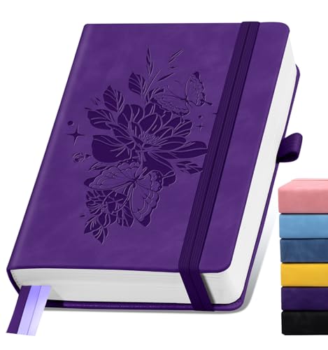 Lined Journal Notebook 365 Pages, A5 Leather Journals for Writing Women & Men, Hardcover Notebook with 100GSM Thick Paper, Daily Journal Notebook for Travel, Work, School, Note Taking, College Ruled - color: Purple, size: Ruled-A5