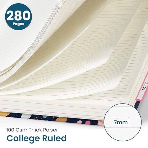Large Spiral Lined Notebook for Work with Dividers & Tabs, 8.5"x11" Hardcover 5 Subject Notebook, College Ruled, 280 Pages, Polka Nebula - color: R - Polka Nebula