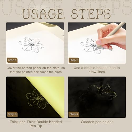 Tracing Paper for Sewing, Dressmakers Tracing Paper Large Size 32" x 22" (82x57cm) for Fashion Design and Embroidery, Yellow and White - Includes 1 Embossing Needle Painting Tool