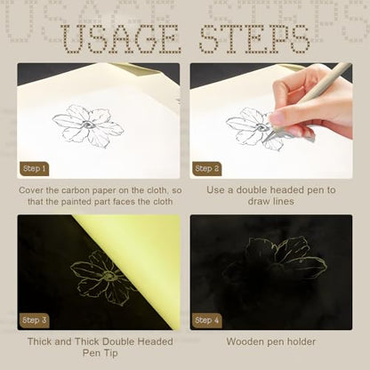 Tracing Paper for Sewing, Dressmakers Tracing Paper Large Size 32" x 22" (82x57cm) for Fashion Design and Embroidery, Yellow and White - Includes 1 Embossing Needle Painting Tool