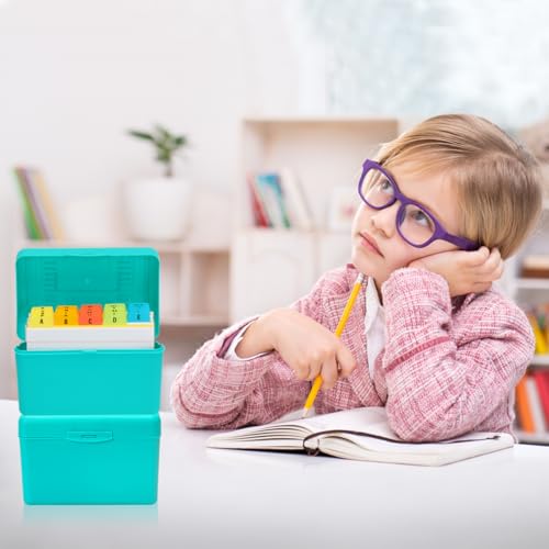 H4D 4x6 Index Card Holder with 100 Index Cards and 25 Dividers, Teal | 4x6 Inch Plastic Box, Heavyweight 4x6 Index Cards, Plastic 4x6 Index Card Dividers, Snap Closure Lid - color: Teal, size: 4"x6"