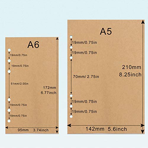 A6 Refill Paper, [3 Pack] Toplive 100GSM Thick Refillable Paper 6 Hole Filler Inserts Loose Leaf Paper 135 Sheets (270 Pages) for 6 Ring Binder Journal Notebook-Kraft Paper - style: Kraft Blank 3 Pack