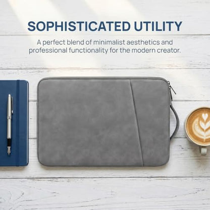 Laptop Sleeve for MacBook Air 15 Inch, Premium PU Leather Laptop Case with Handle, Water-Resistant & Shockproof, Compatible with MacBook Air/Pro 13/14 M5 M4 M3 M2 M1, HP Dell ASUS Lenovo(Gray) - color: Dark Gray, size: 15 inch