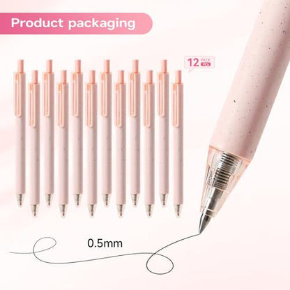 Premium Pink Gel Pens - Smooth Writing, Quick Dry, Set of 12 - Ideal for Journaling, Note-Taking, Art Supplies - color: Pink Black Ink