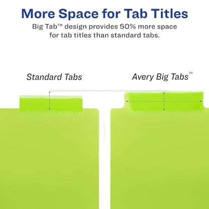 Avery 11907 Two-Pocket Insertable Dividers, Plastic, 8-Tab, Multi-Color